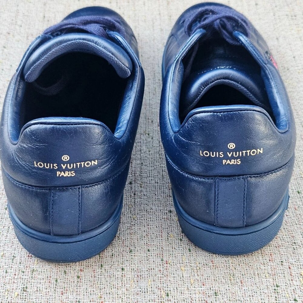 Louis Vuitton Men Shoes Blue Luxembourg Sneaker Leather Made in Italy Size 6 - Picture 7 of 12
